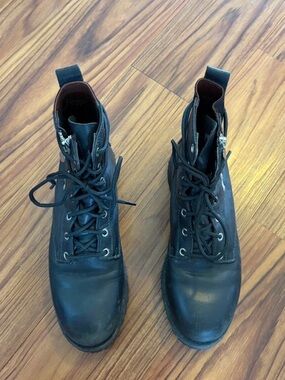 Red Wing Shoes Black Leather Lace-Up Work Boots
